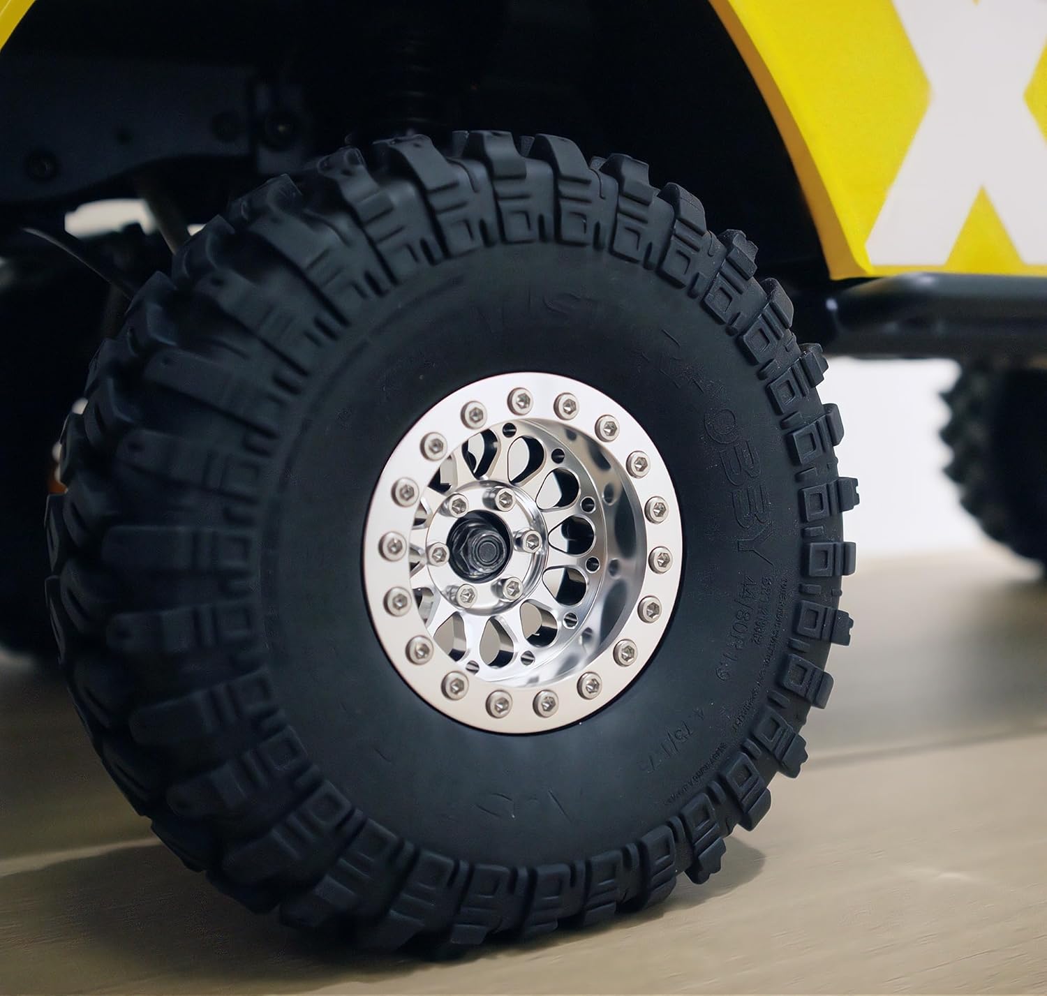 Rc 1.9 Inch Beadlock Wheel Negative Offset 8mm Aluminum Wheel Rim Hex 12mm for 1/10 RC Crawler Axial SCX10 TRX4 VS4-10 Gen8 MST CFX 4PCS (Silver) DK1908