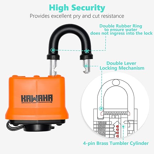 Miniatura 3 de KAWAHA Candados laminados impermeables 9140-4P con llave (resistentes, con llave similar, cuerpo de acero laminado con caja termoplástica) para