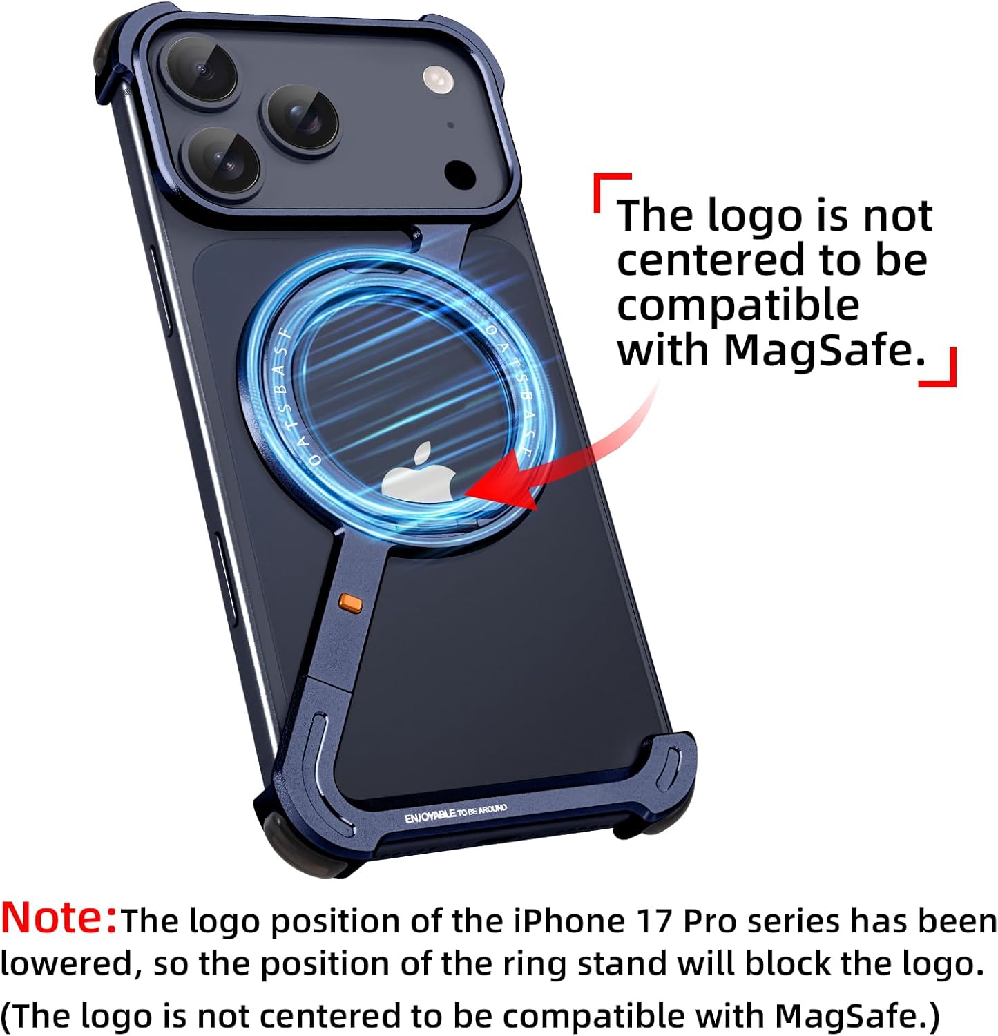 OATSBASF Minimalist Phone Case for iPhone 17 Pro Max Case, 360° Rotation Kickstand Aluminum Metal Frameless Design Bumper Z Case, Protective Shock Grade Shell, Blue