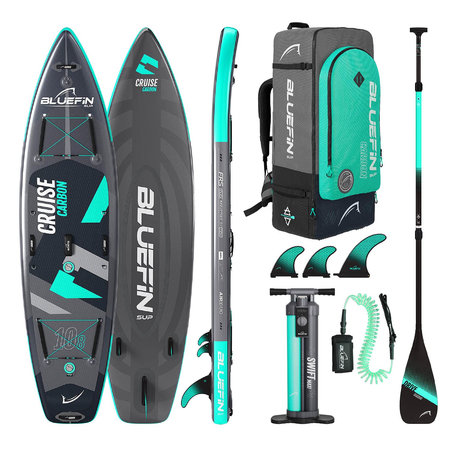 Bluefin Cruise Carbon Sup Stand Up Paddle Gonflable | Accessoires de Planche à pagaie Haut de Gamme | Plusieurs Tailles : 10'8, 12', 15'