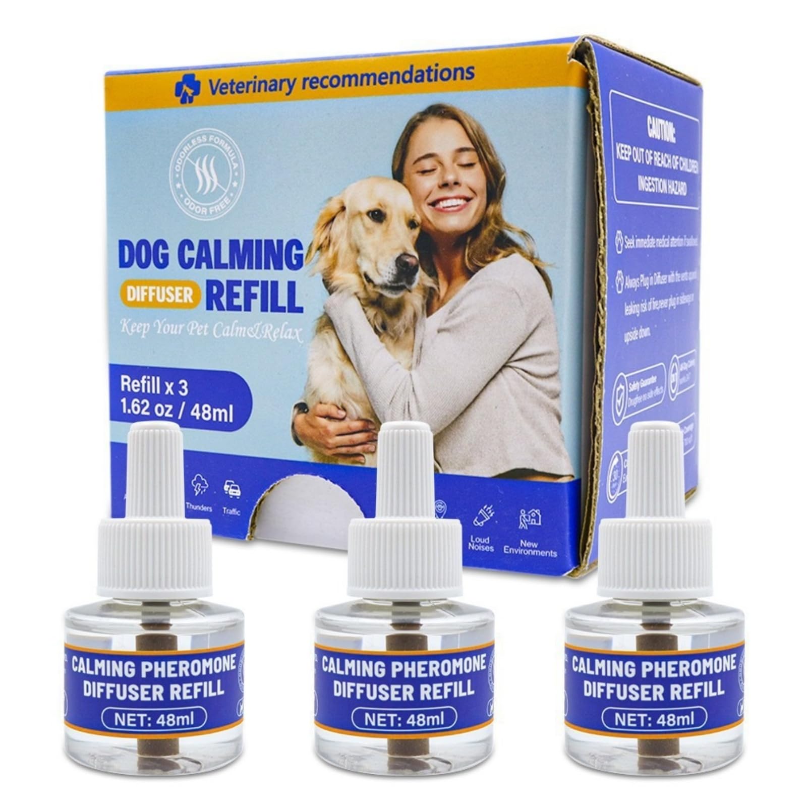 MEIION Ormeo Pet Diffusore,Diffusore Calmante per Cani,Feromoni Antistress,Aiuta i Cani Ansiosi a Rilassarsi,Facile da Usare,Adatto per Situazioni di Stress