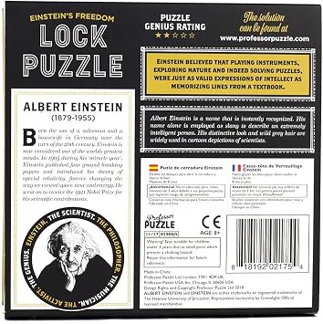 The Einstein Collection Lock Puzzle - Tricky Padlock Brain Game - Professor Puzzle 3D Brain Teaser Puzzles., Brown