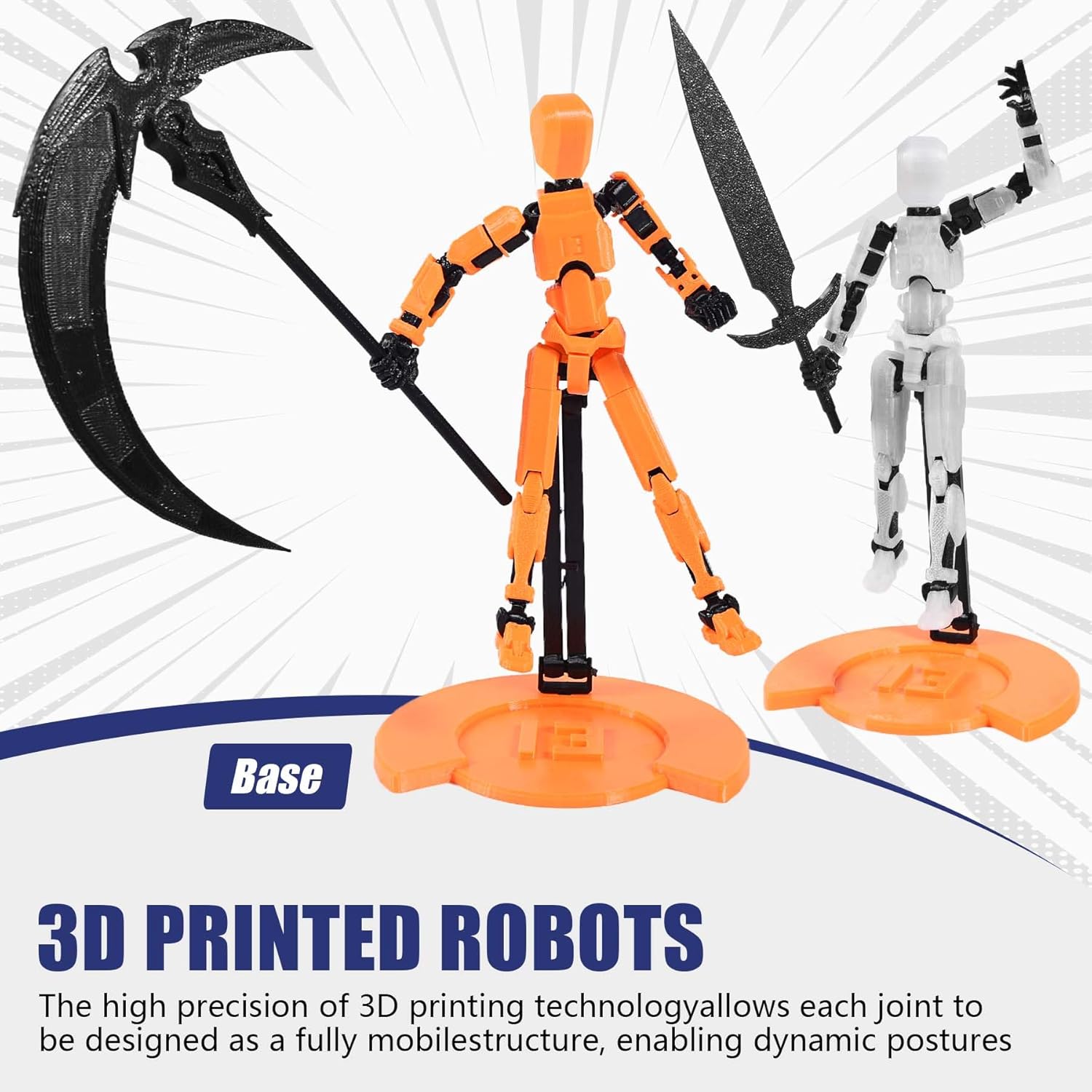 6-Pack T13 Action Figure Set (Assembly Completed), 3D Printed Dummy Action Figure Weapon Gestures Accessories with Stand, Figura de acción t13 - Image 5
