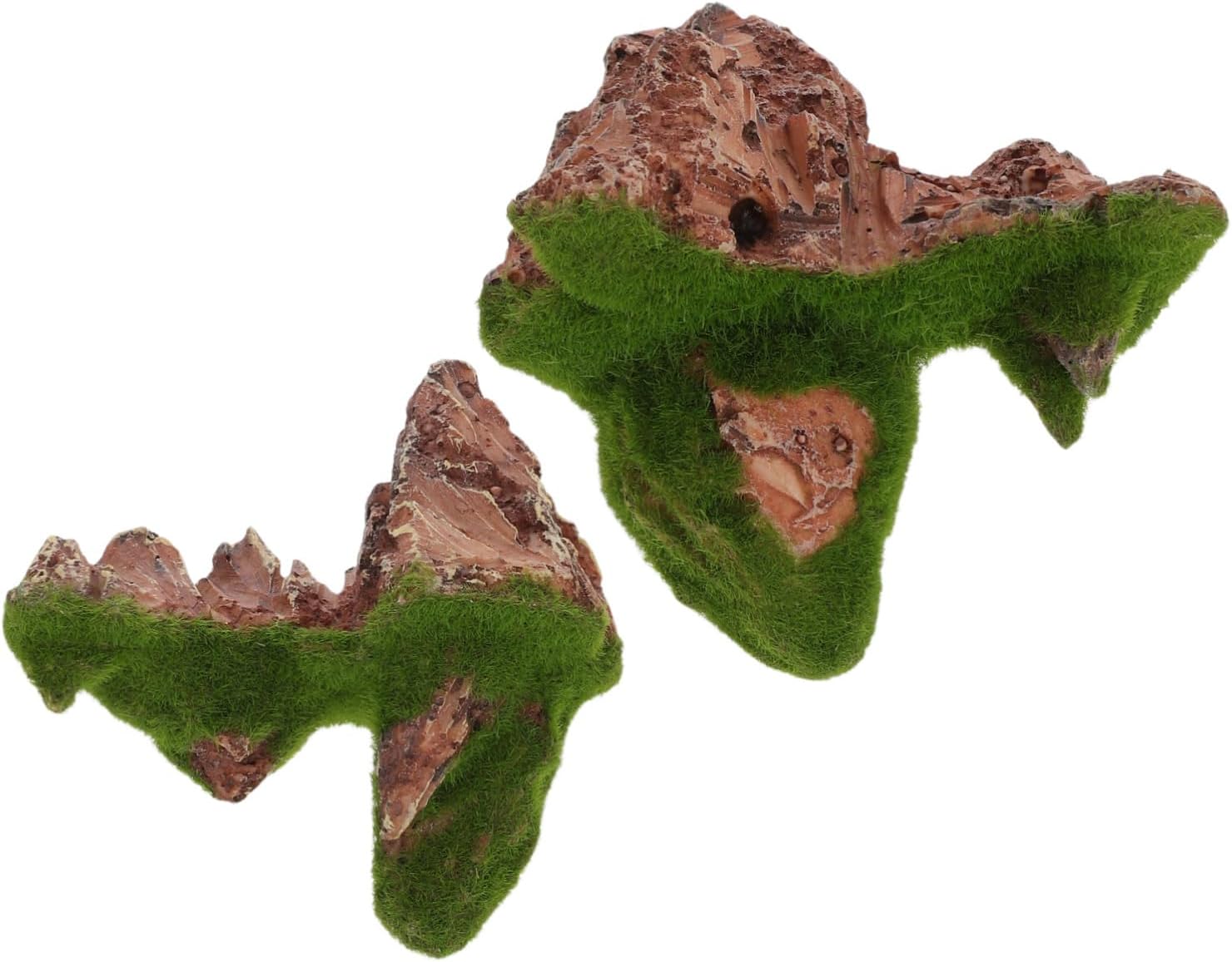 YARNOW 2pcs Floating Moss Rocks for Fish Tank Landscaping Resin Aquarium Decor for Betta Shrimp and Goldfish Habitats Lightweight Imitation for Stress Aquatic Environments