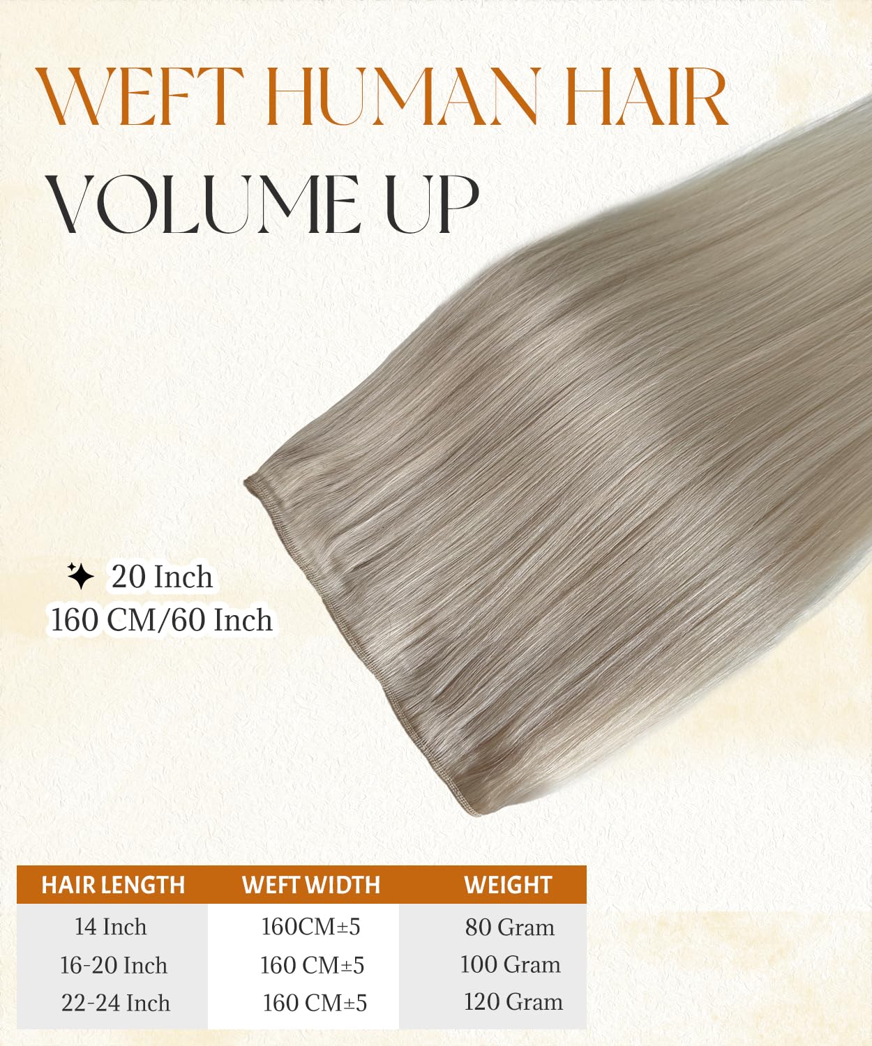 Advanced Platinum Blonde Sew in Hair Extensions Full Human Hair Salon-Level Hand Tied Weft High Density Flexi-Fit Invisi No Synthetic Blend No Shedding Triple Lifespan Natural Thickness 100g 20Inch