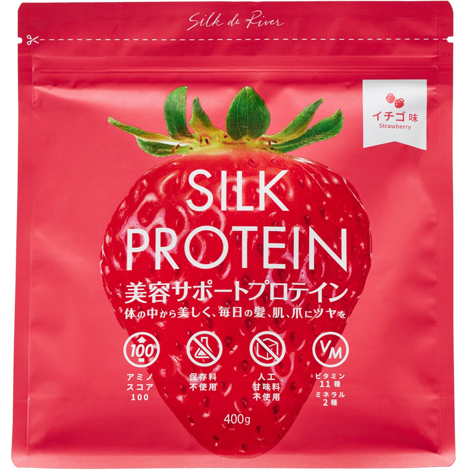 Amazon.co.jp: シルクプロテイン いちご風味 400g ビタミン11種