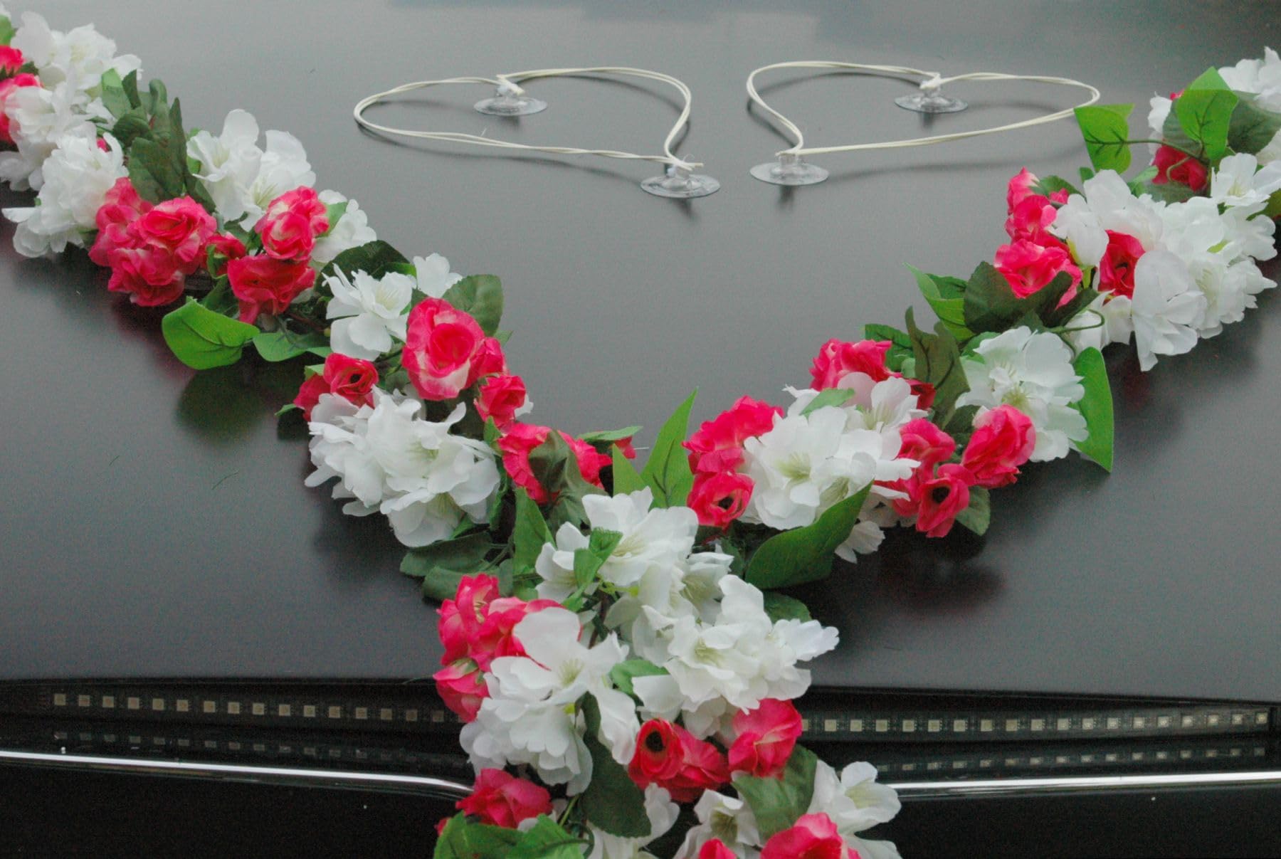 Multibluge Guirlande de mariés avec roses orchidées, camélia, décoration de mariage, voiture, guirlande de décoration pour voiture (rose)