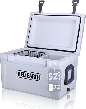 GiNT Ultra-Light Hard Cooler Insulated Portable Ice Chest | 26QT with Shoulder Strap / 52QT with Basket & Ice Packs | for Beach, Boat, Fishing, BBQ, Camping
