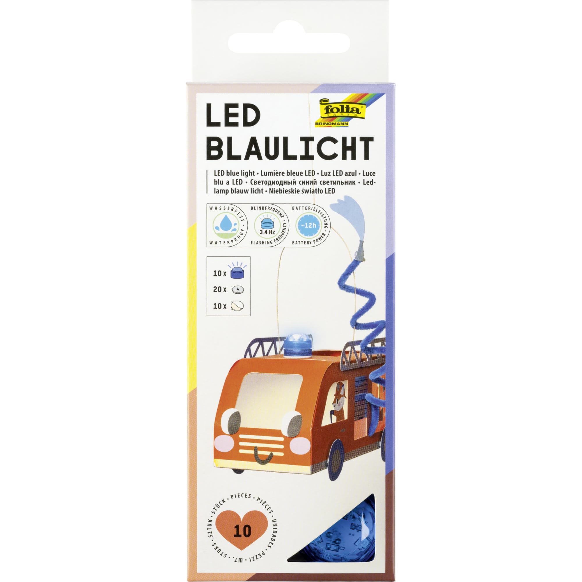 folia LED Blaulicht 989/10 – Blaulicht LED Set, Blau, 10 Stück