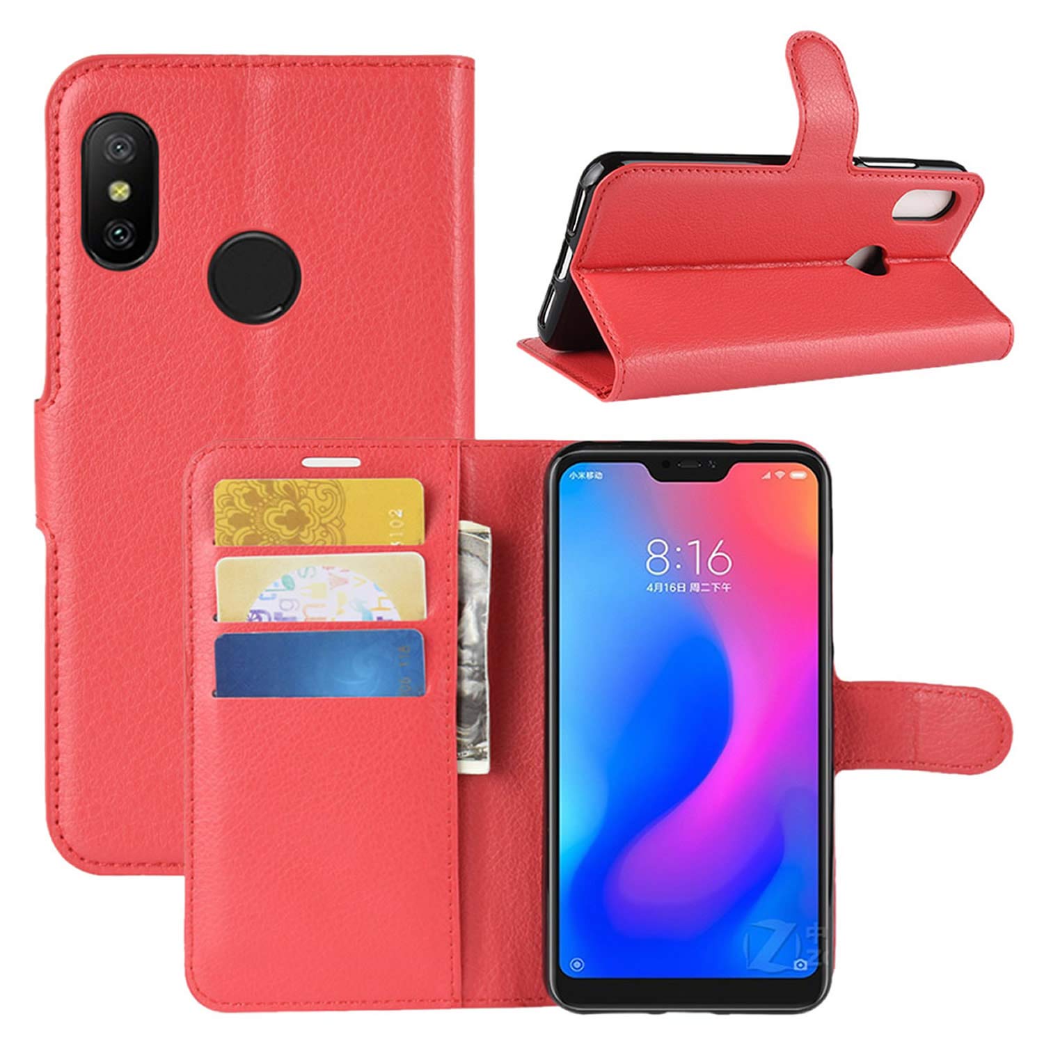 Custodia Xiaomi 12 Lite Portafoglio in Pelle Rossa con Goffratura | Shop