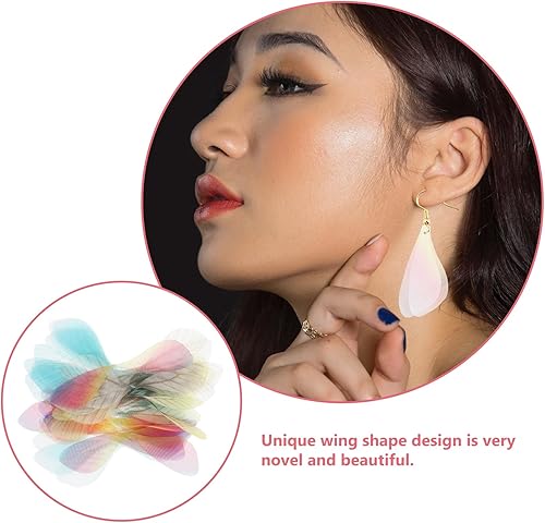 Miniatura 6 de NUOBESTY Alas de libélula de bricolaje, 50 unidades, dijes de alas de mariposa hechos a mano, alas de libélula de boda, decoración de tela, joyería,