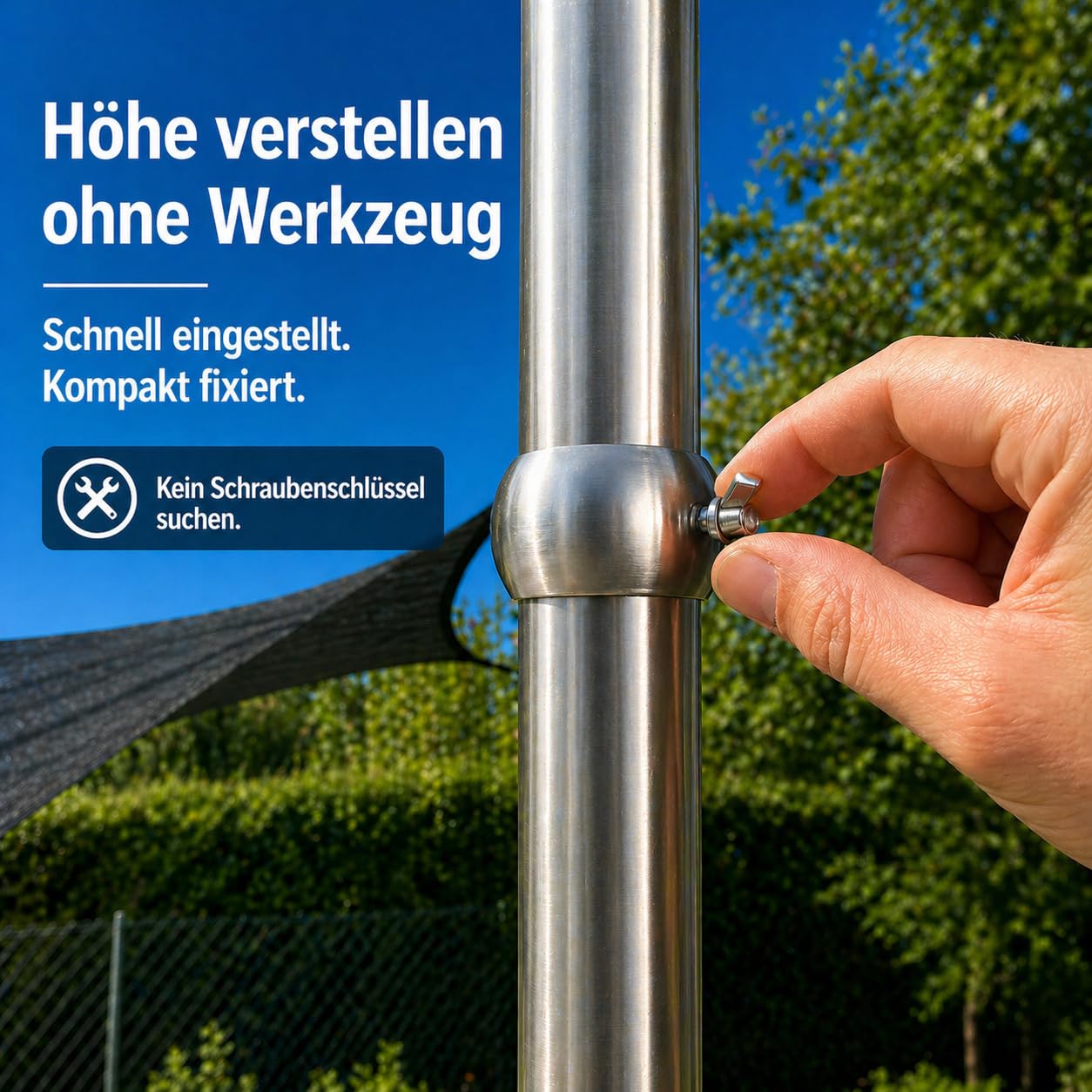 Sonnensegelmast 2,5-3m Höhenverstellbar Edelstahl mit Bodenhülse Sonnensegel Mast Pfosten Stange (⌀42mm 3m ohne Bodenhülse)