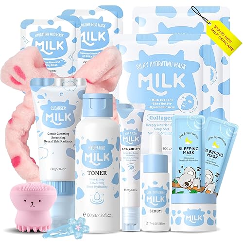 Milk Beauty - Set de regalo para mujeresniñas, cuidado de la piel para niños, limpieza, hidratación y nutrición, cuidado de la piel para