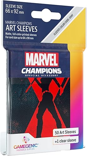 Gamegenic Marvel Champions The Card Game - Fundas oficiales de Black Widow Art - Paquete de 50 fundas artĂsticas y 1 funda transparente, soporte Gamegenic Marvel Champions The Card Game - Fundas oficiales de Black Widow Art - Paquete de 50 fundas artĂsticas y 1 funda transparente, soporte