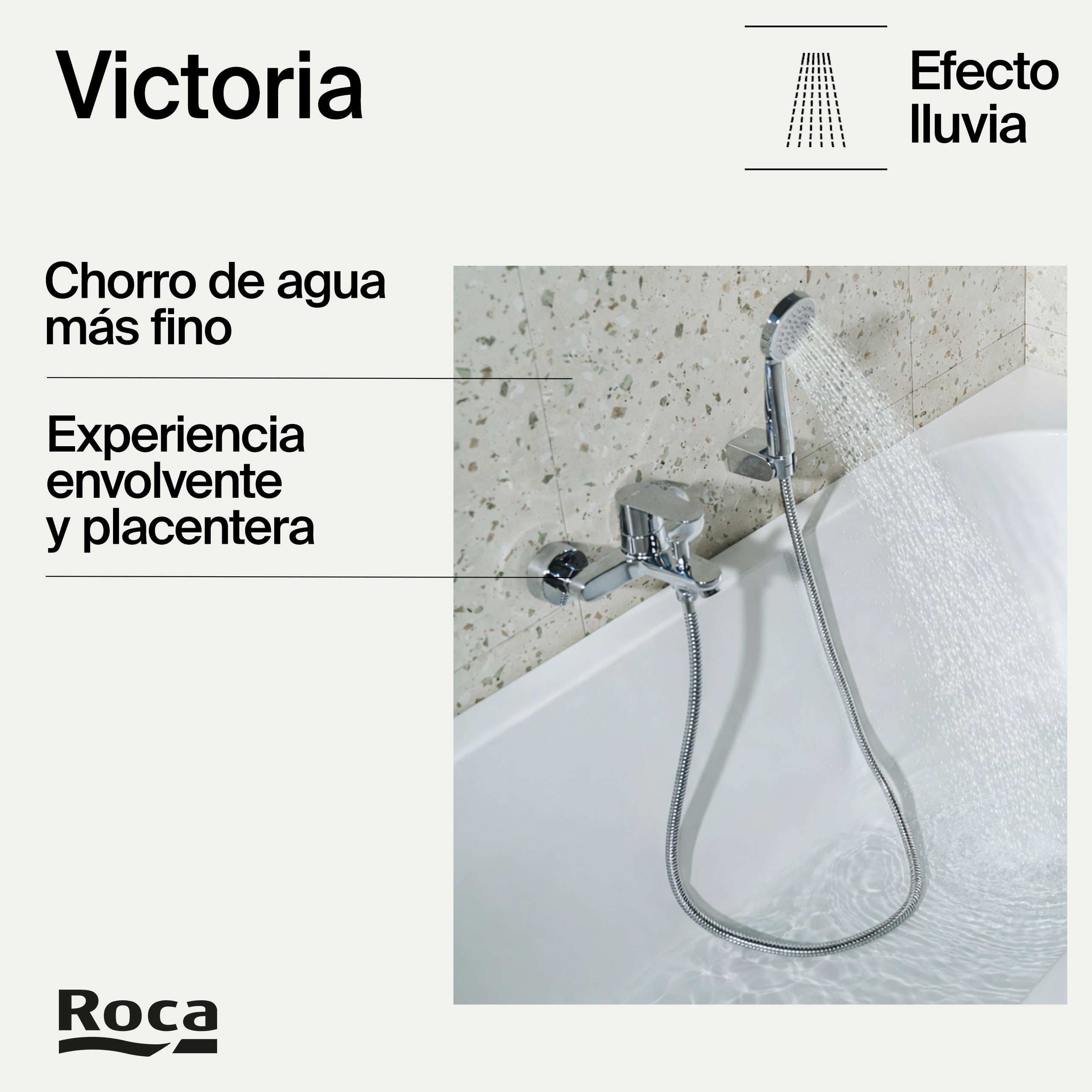 Roca Victoria Plus Mezclador Baño-Ducha Cromado, Ducha de Mano 1,70 m, Soporte Articulado