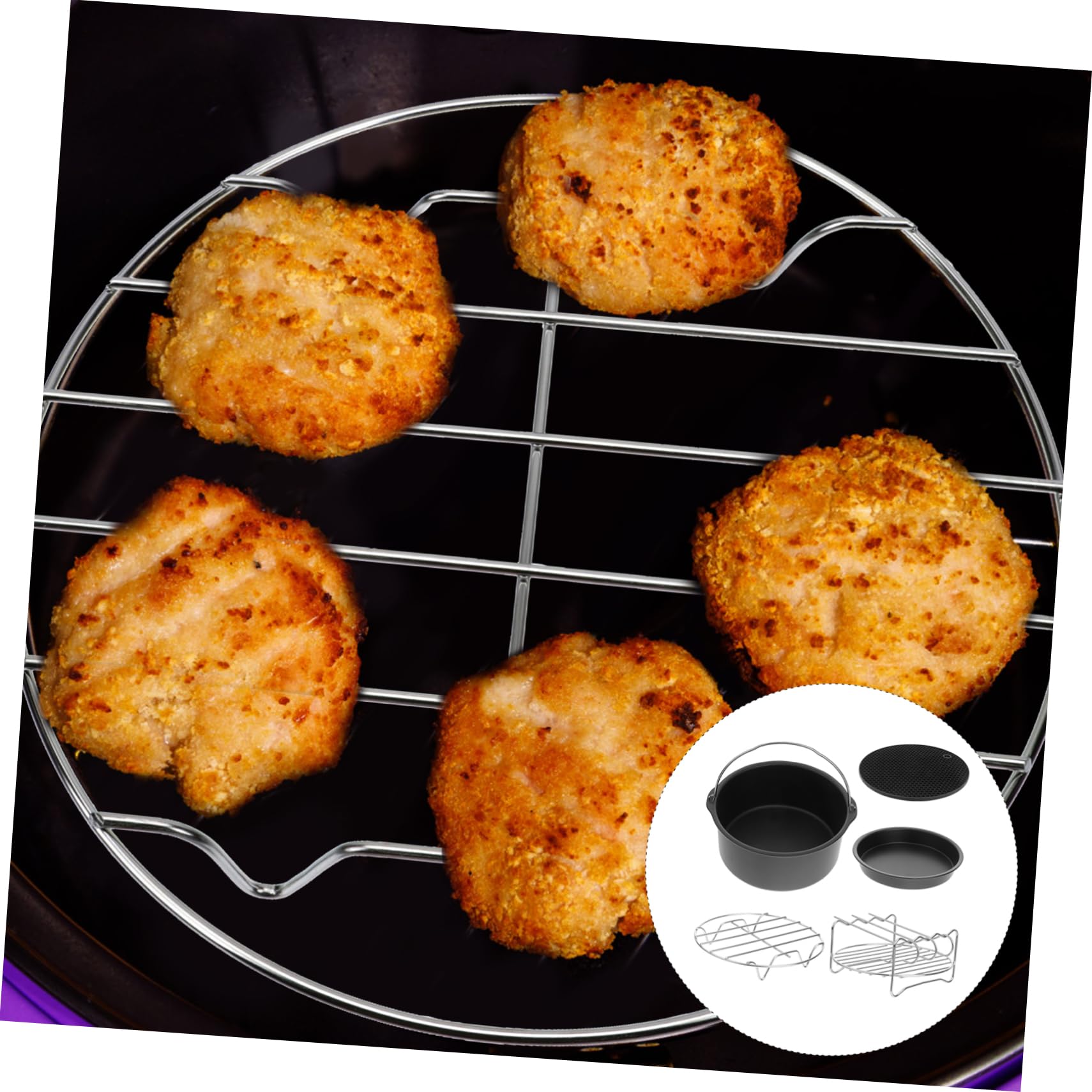 5-teiliges Kuchenbackset Edelstahl-bratpfanne Für Heißluftfritteuse Backutensilien Grillzubehör Lebensmittelecht Spülmaschinengeeignet