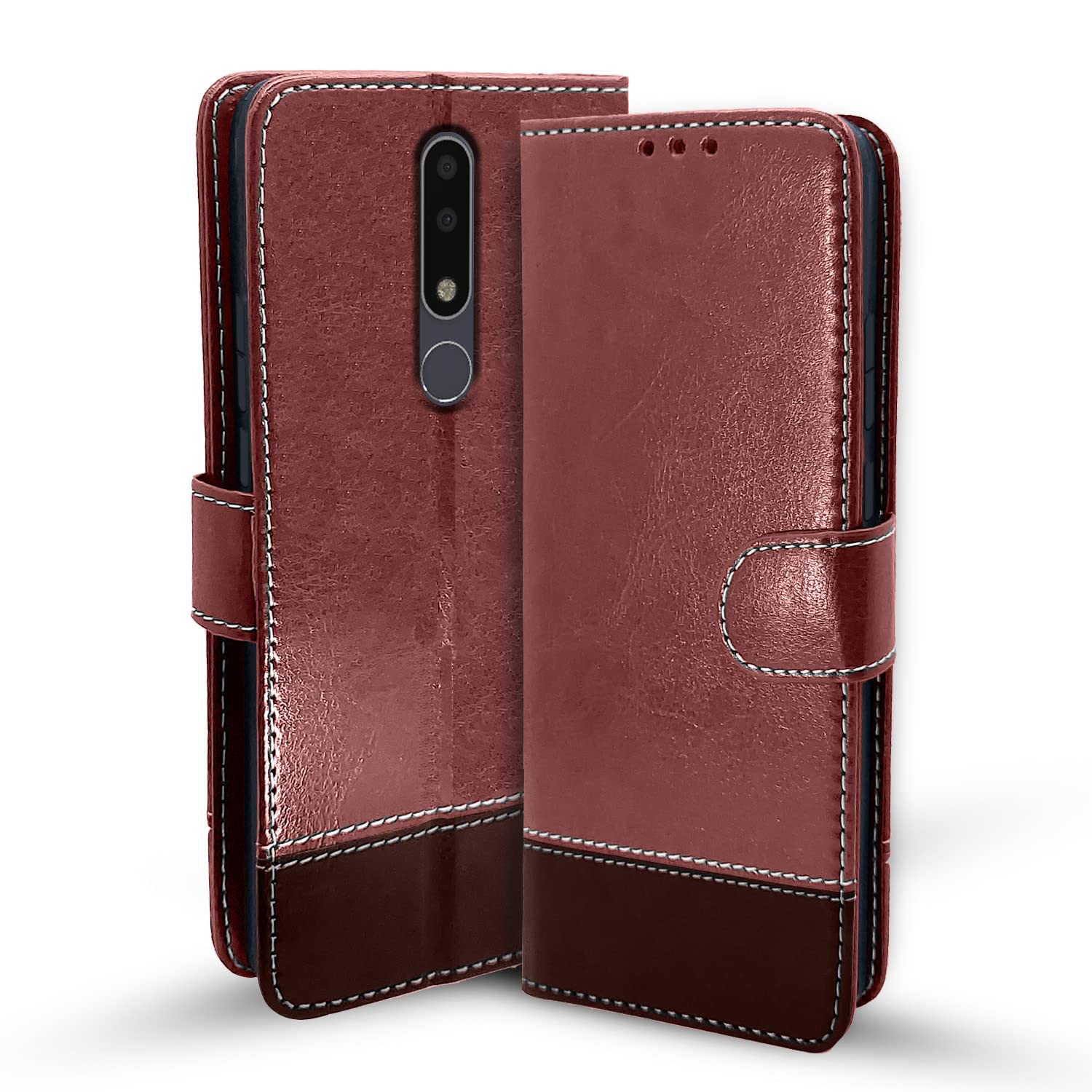 Pikkme Nokia 3.1 Plus / 3.1+ Flip Cover | Dual-Tone PU Leather Finish | Wallet Style & Stand | Magnetic Flip Case for Nokia 3.1 Plus / 3.1+ (Brown & Coffee) (B0B9NJMTGL) Amazon Price History, Amazon Price Tracker
