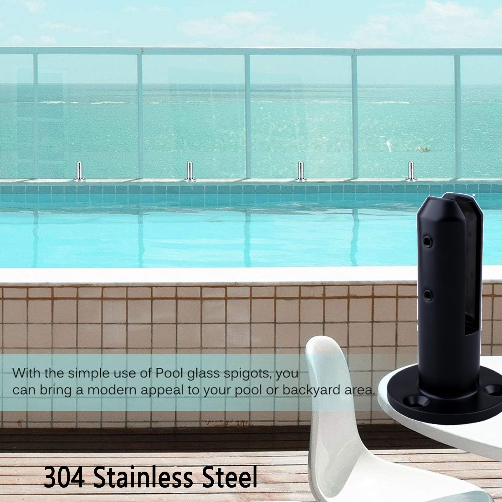 304 inless - Abrazadera redonda de acero negro para barandilla de cubierta de 8 mm, juego de 8 200 mm para bili e ili mejorados