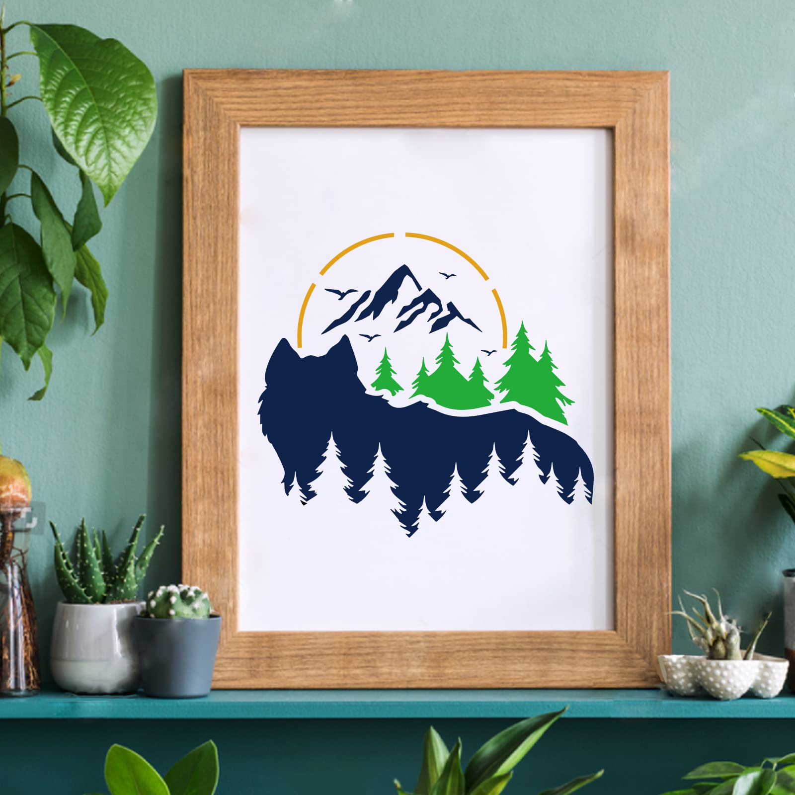 FINGERINSPIRE 3PCS Montagne et Arbre Pochoir - 3 Styles, 2 Tailles, Réutilisable pour Vallée, Pins, Artisanat - Pour Mur, Tuiles, Tissu, Meubles, Décor D'Armoires