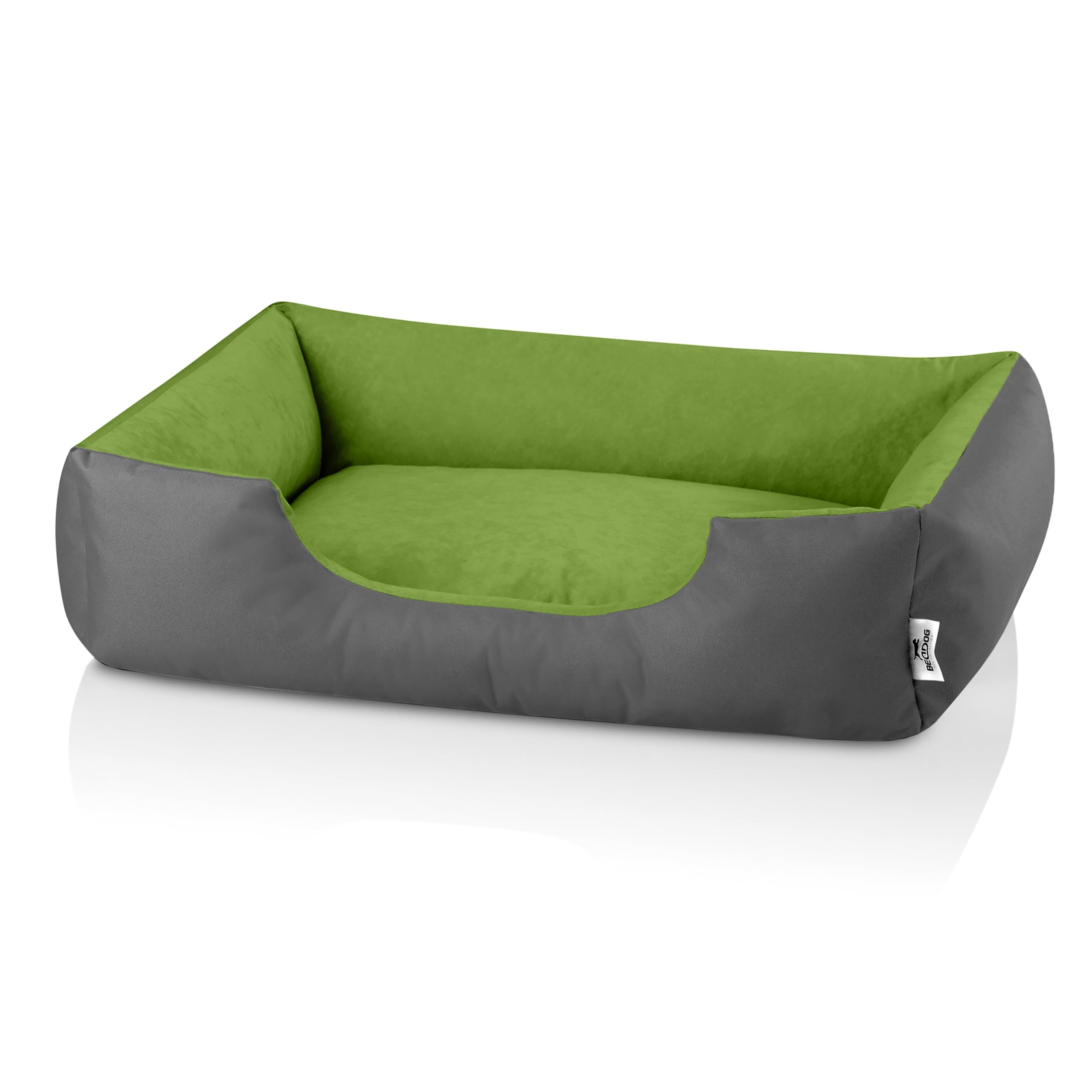 BedDog LUPI Mattress for Dogs, S to XXXL, 24 Colours, Dog Bed, Dog Sofa, Dog Basket, L Grey/Green