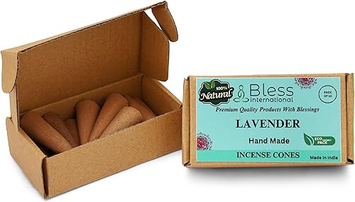 Miniatura 3 de Bless International Lavanda 100 natural de incienso - Conos hechos a mano - Orgánicos sumergidos a mano - Libre de productos químicos para