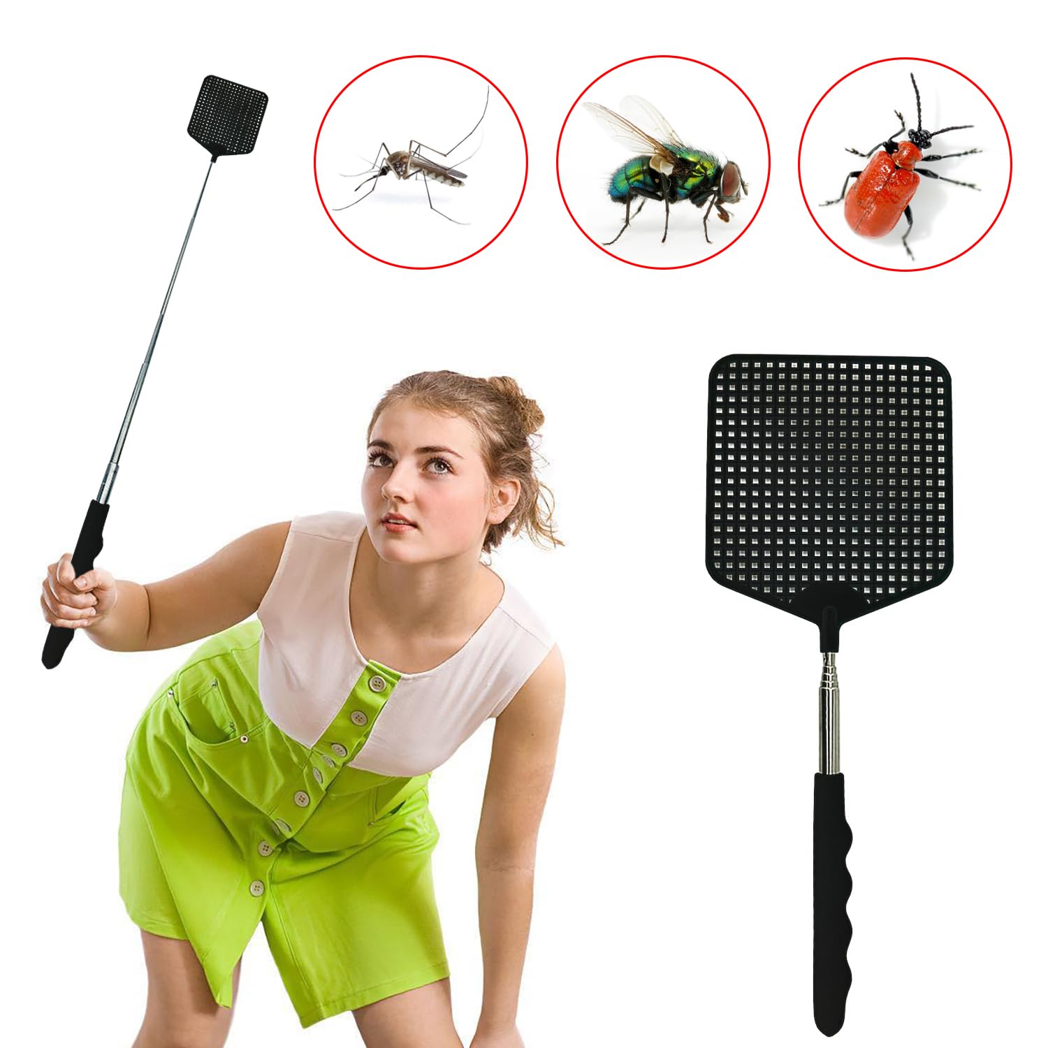 2 Pièces Tapette à Mouches Extensible,Lutte Antiparasitaire