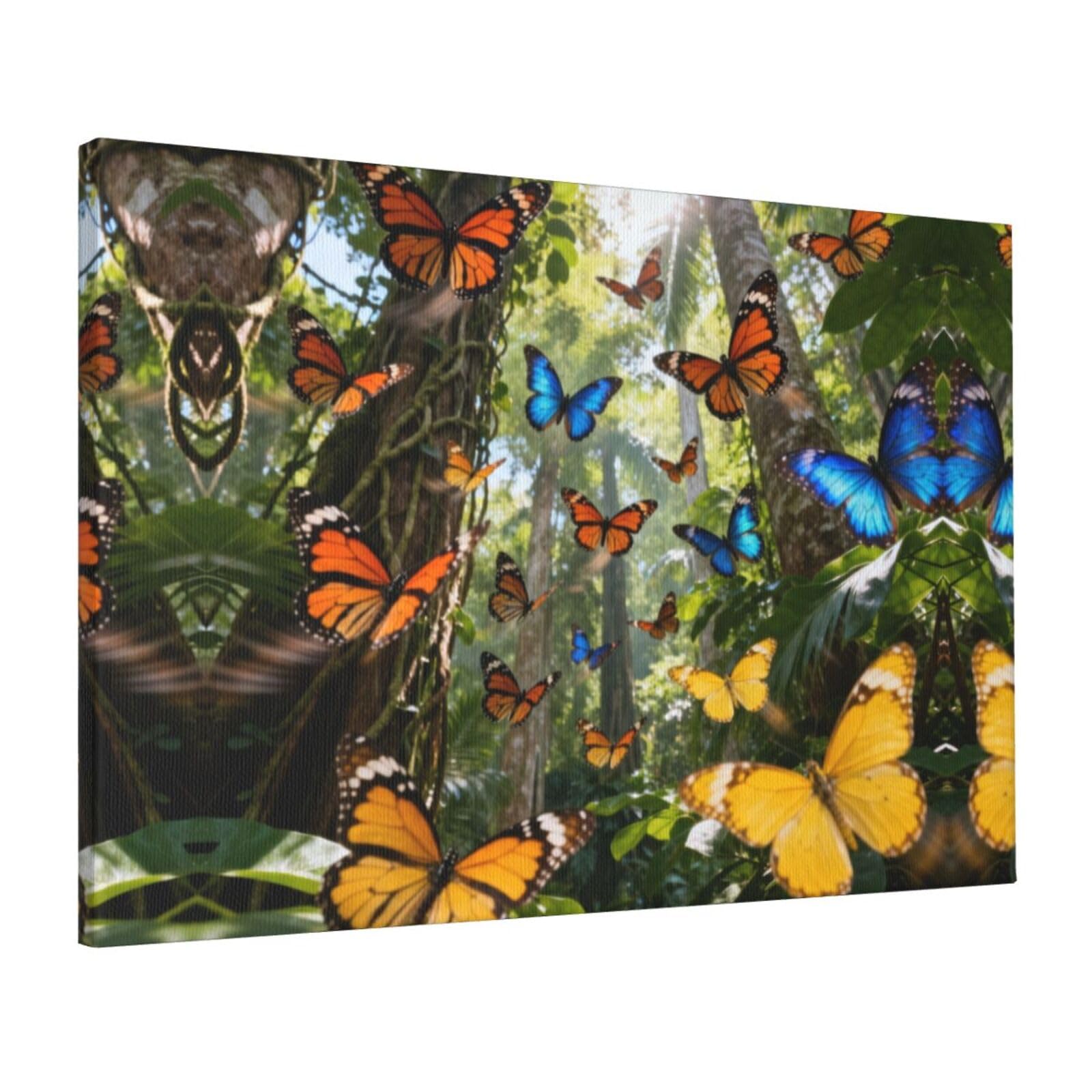 CNTDBU Butterfly Print Canvas Wall Art 16x24 Inch-Large Modern Painting Print for Living Room, Framed Ready to Hang Artwork for Bedroom