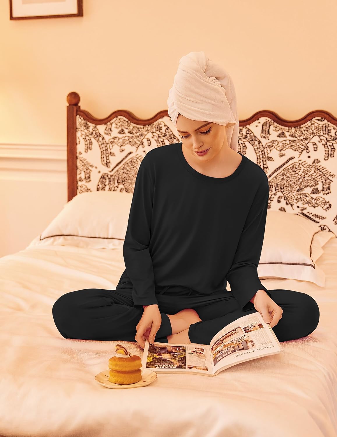 Ekouaer 2 Pack Womens Pajama Sets Long Sleeve Long Pants Pjs Loungewear image 5