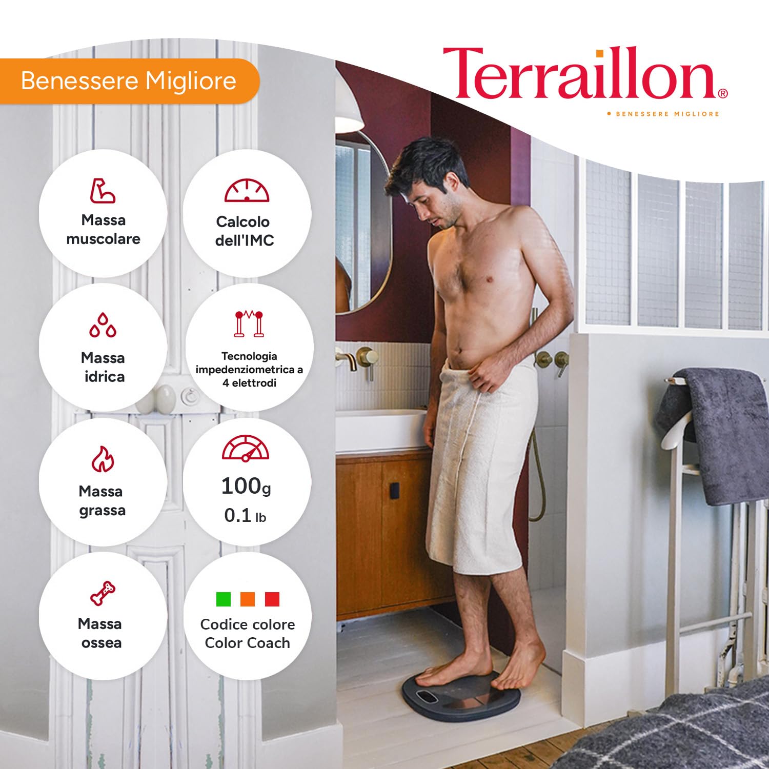 Terraillon Pop Color Coach Bilancia pesapersone elettronica Ovale Grigio