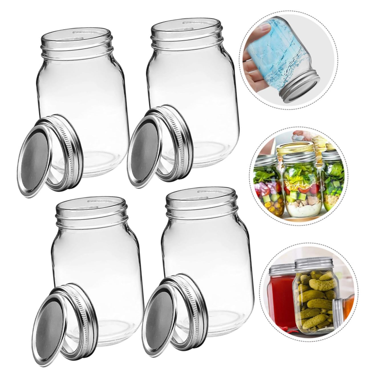 Ciieeo 6 Stück Einmachgläser aus Glas mit Deckel 150ml Wiederverwendbar und Leicht zu Reinigen Vorratsdosen für Küche für Unterwegs