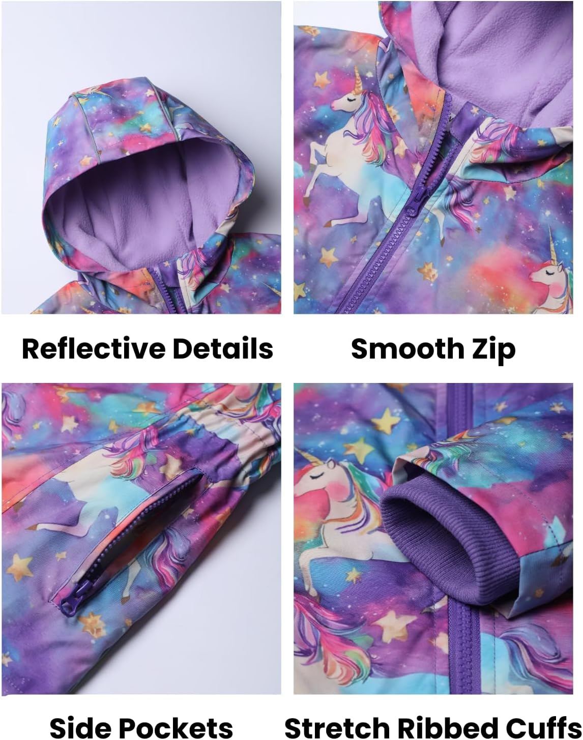 WELAKEN Fleece lined Jackets with Water-Resistance Frabic for Kid's & Toddler II Girl's Rain Jacket & coats - Image 5