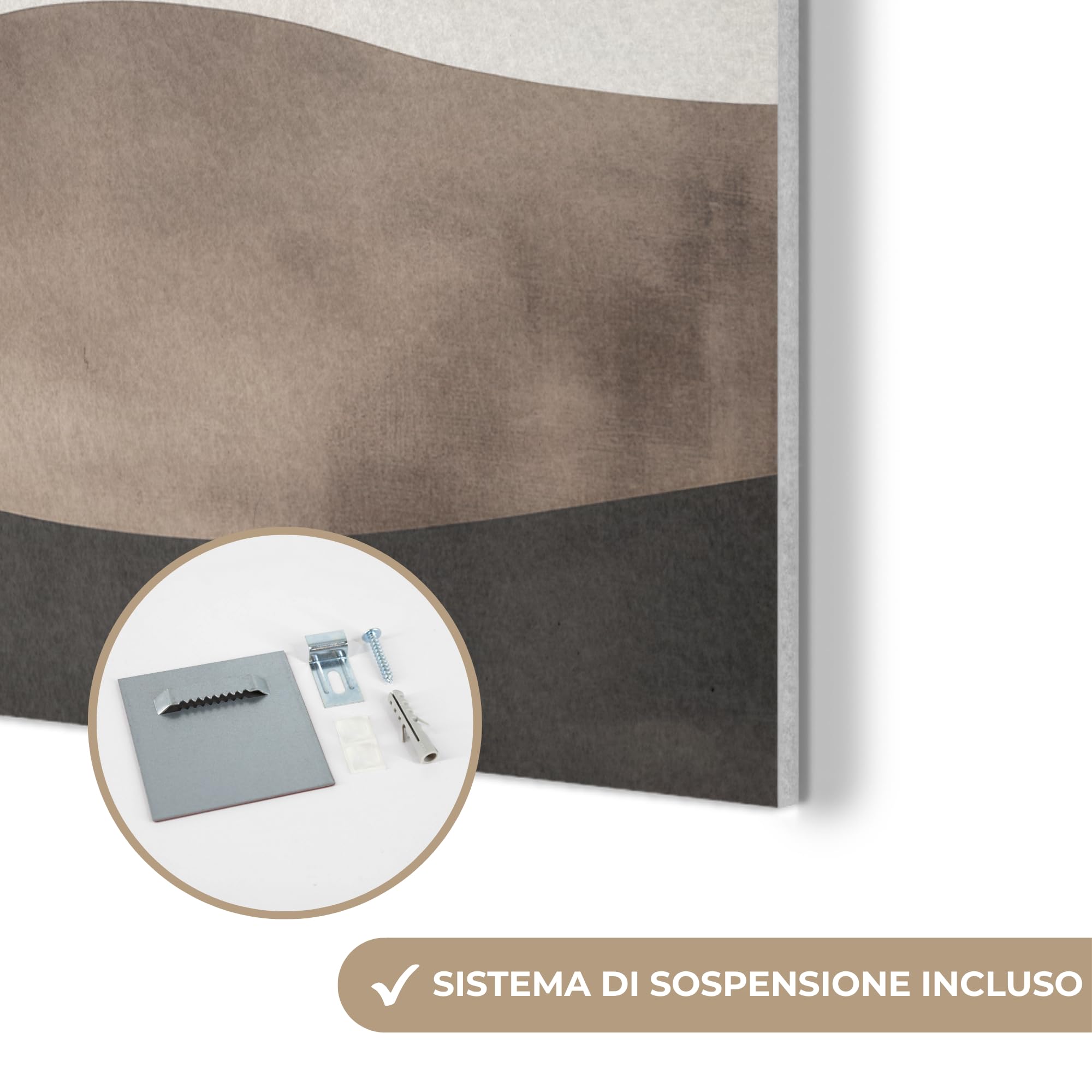 MuchoWow© Decorazione Moderna In Feltro Soggiorno 90x90 cm Pannello Parete Salotto Grande Cornice Camera Letto Astratto - Paesaggio - Onde - Crema