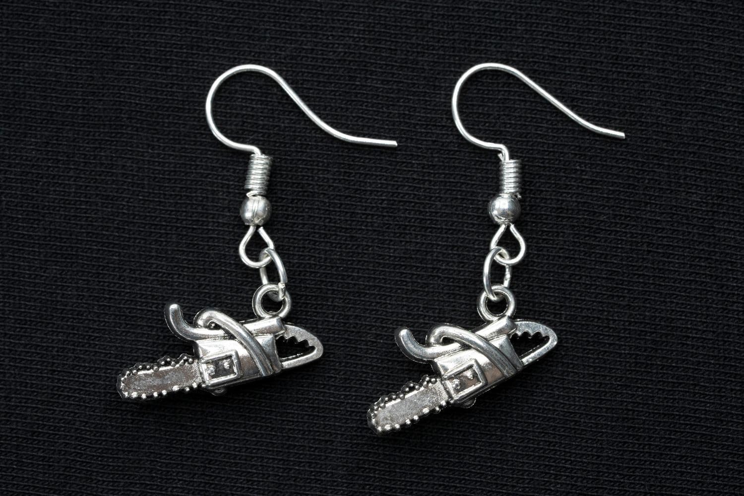 Chainsaw earrings Miniblings pendant chainsaw chainsaw tool tree saw silver