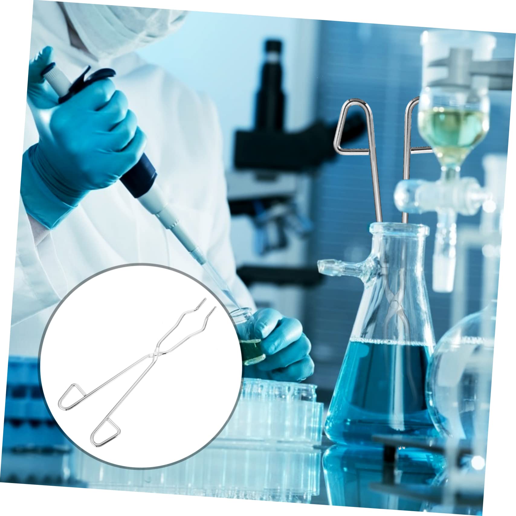 1pc Clip Crucible Tongs Chemistry Laboratory Flask Clamp Crucible Pouring Tongs Lab Equipment Kits Laboratory Supplies Classroom Crucible Tong Stainless Steel Crucible Clamp Silver CIYODO