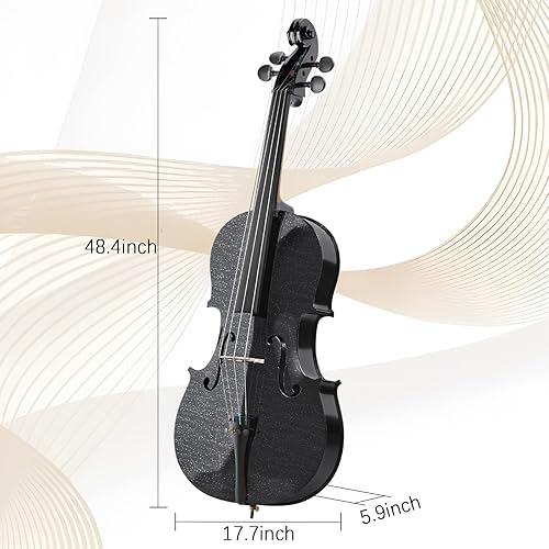 Miniatura 9 de Kit de violonchelo de tamaño completo 4/4, violonchelo 4/4 para adultos, estudiantes, principiantes, juego completo de instrumentos acústicos