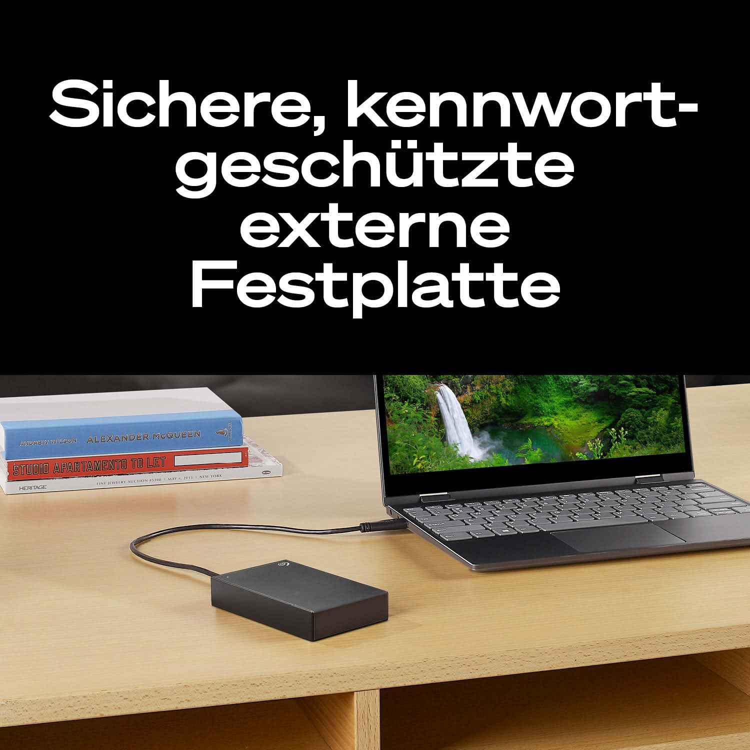Seagate One Touch 4TB tragbare externe Festplatte, USB 3.0, Space Gray, Hardwareverschlüsselung mit Kennwortzugriff