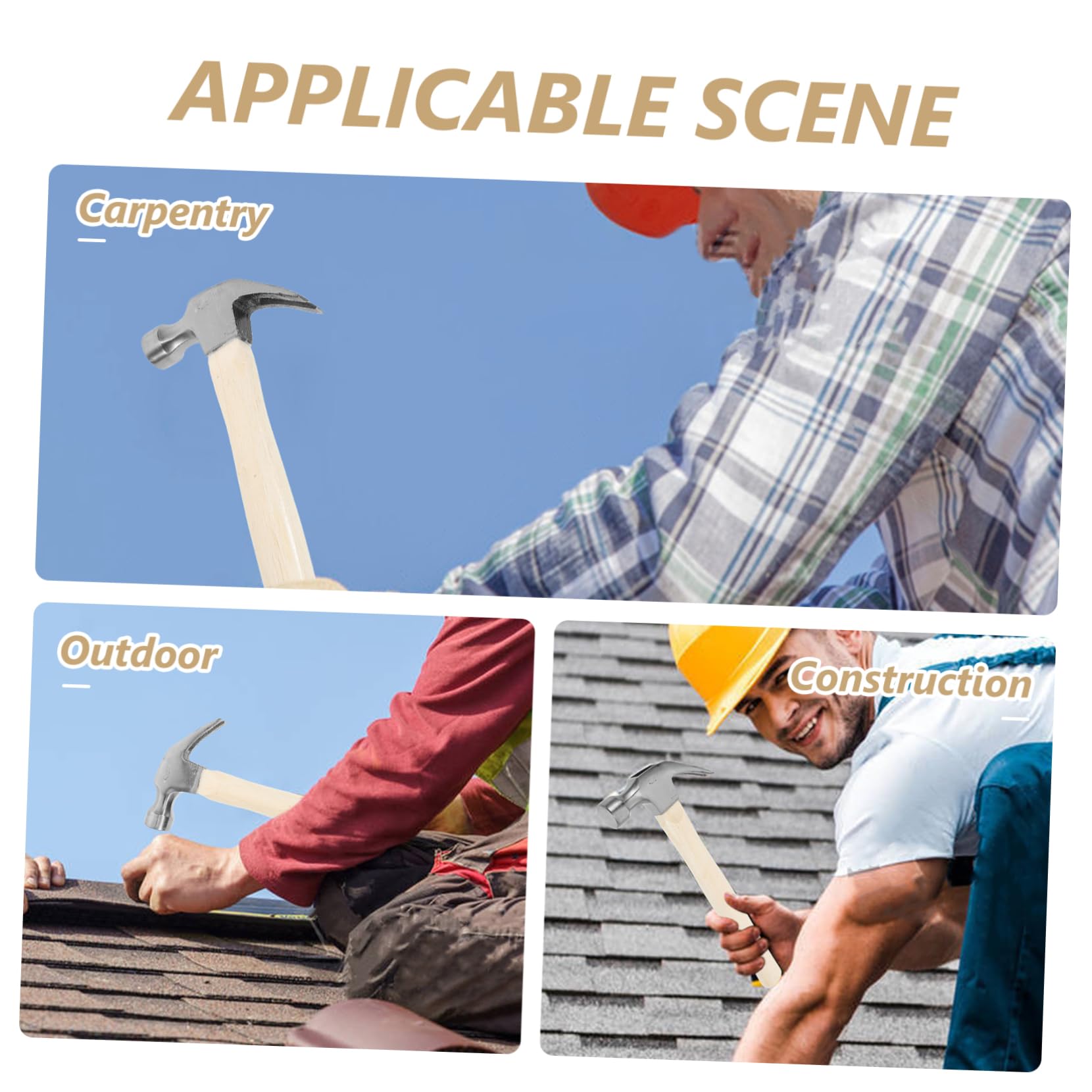 SEWACC Non-slip Repairing Claw Hammer Integrated Nailing Hammer Universal Fixing Tool Steel Construction