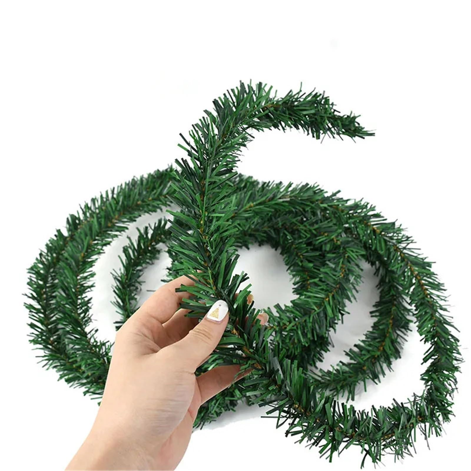 Weihnachtsgirlande 5,5 m Kiefern-Weihnachtsgirlande, dekorativ, grün, künstlicher Weihnachtsbaum, Rattan-Banner, Party-Kunststoff-Anhänger, Lametta-Hängedekoration(3pcs)