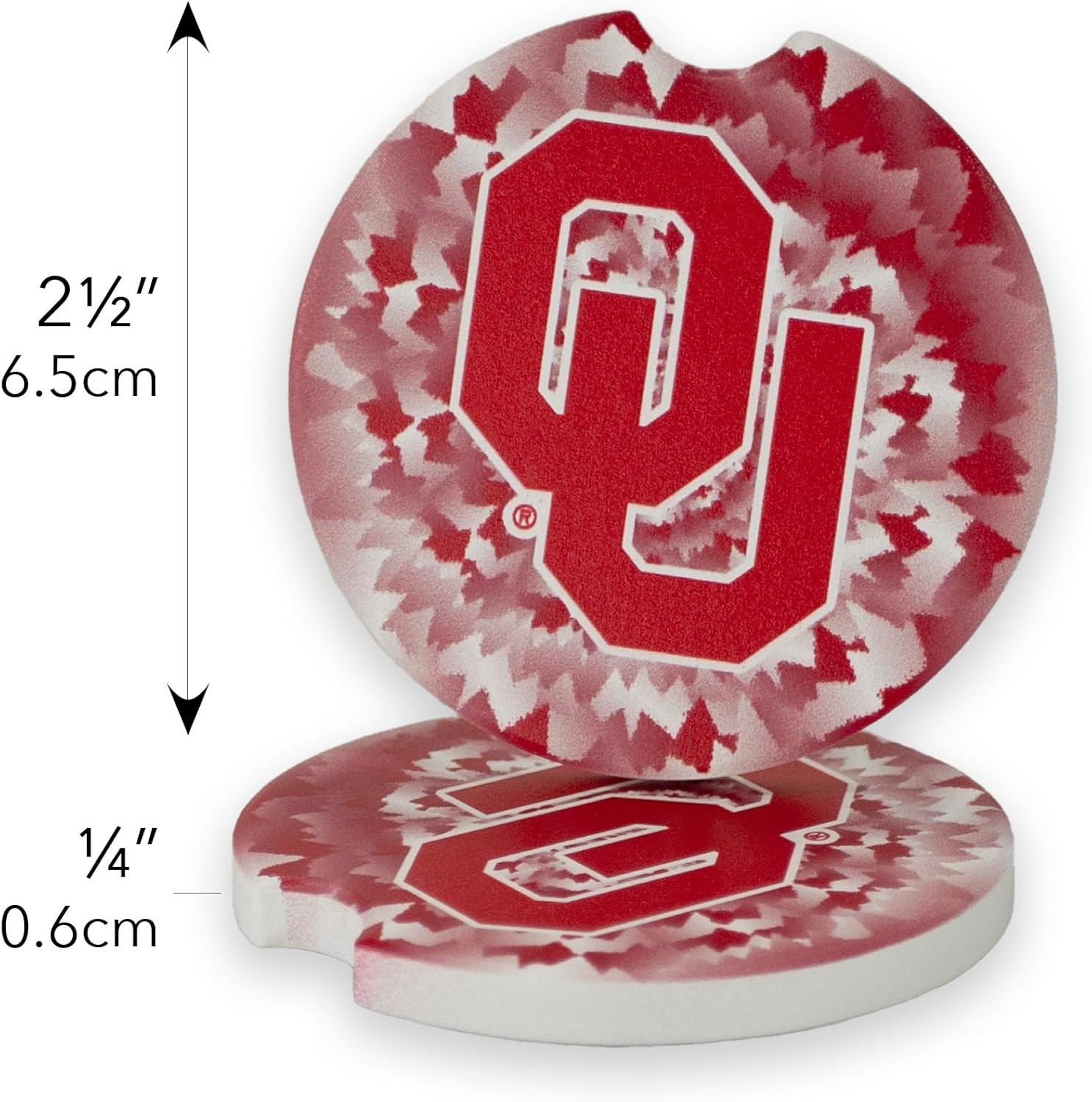 Oklahoma Sooners Football University Car Coasters Set of 2 by Magnolia Lane – Removable Absorbent Ceramic Stone Drink Coasters – Ideal Gift for Students, Alumni, and Everyday Fans - Image 4