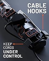 Vista 6 de ECHOGEAR VoltSpin - Regleta de alimentación con protector de sobretensiones, enchufes giratorios, enchufe plano, cable largo y agujeros de montaje