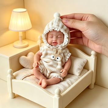 6 Inch Mini Silicone Baby Girl Doll, Realistic Sleeping Reborn Doll