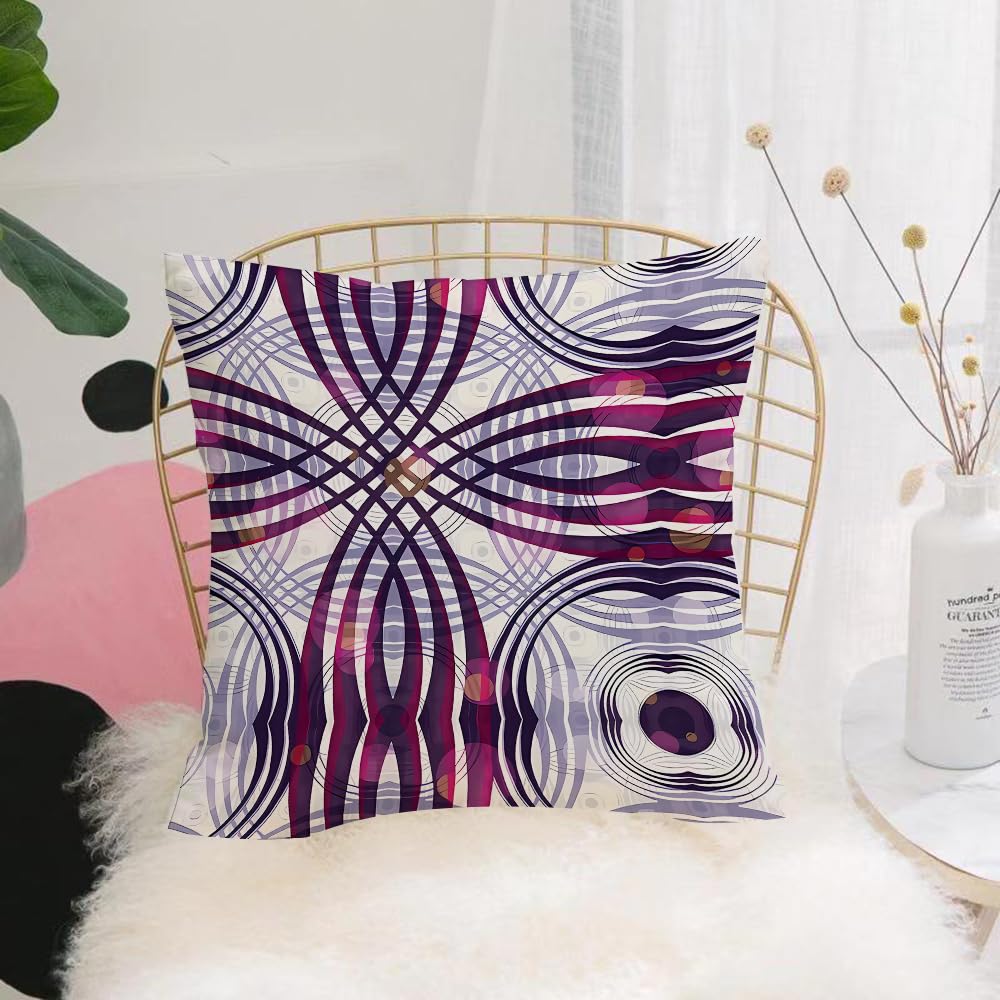 Hyosxw Purple Swirl Geometric Abstract Art Pattern - A9 Cushion Cover,Throw Pillow Case Home Decorative For Living Room Bedroom Sofa Chair 18X18 Inch,Purple Swirl Geometric Abstract Art Pattern,Pillowcase 45X45cm