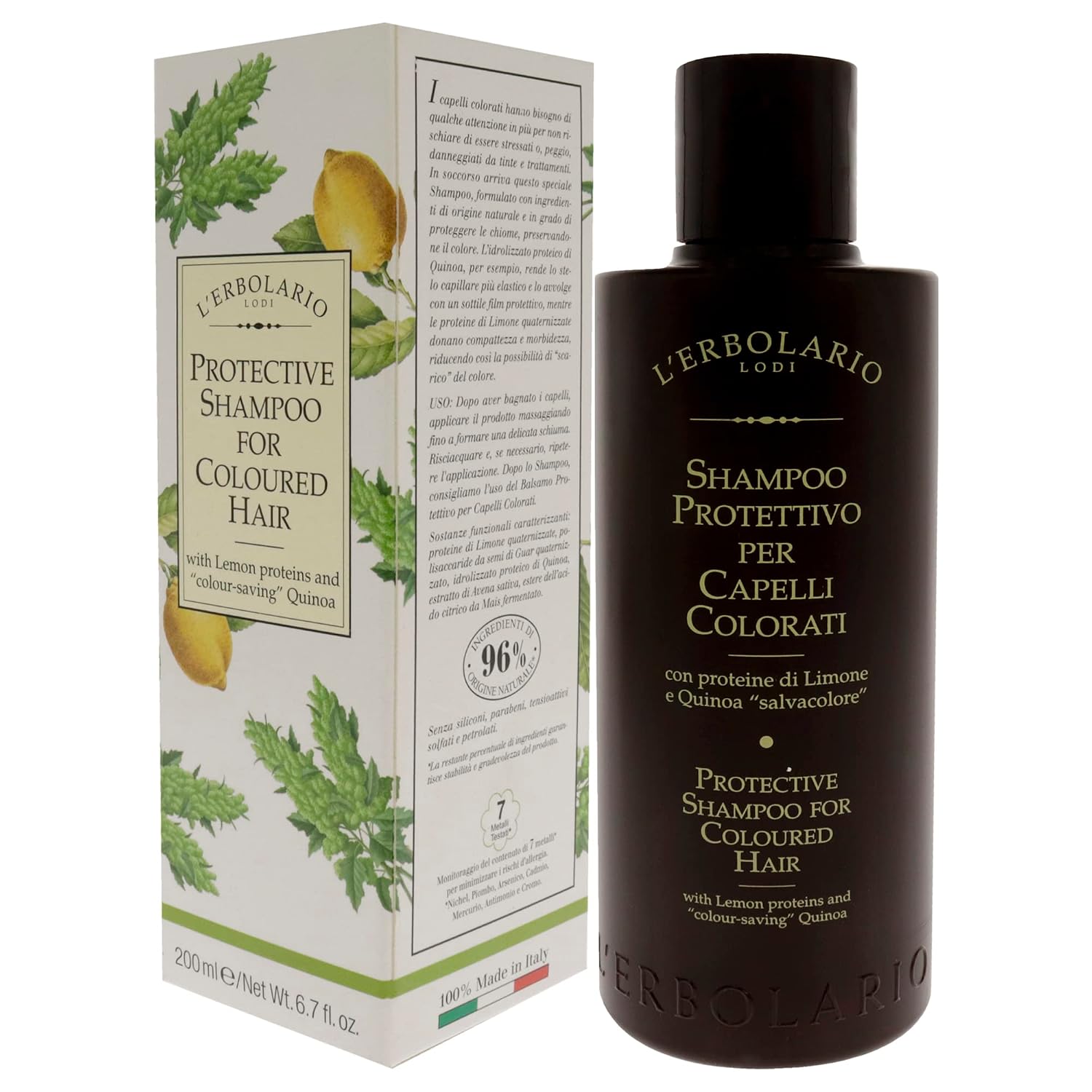 L'Erbolario Protective Shampoo for Colored Hair - Clarifying Shampoo for Men and Women - With Color-Saving Quinoa for Soft, Elastic Hair - 6.7 oz