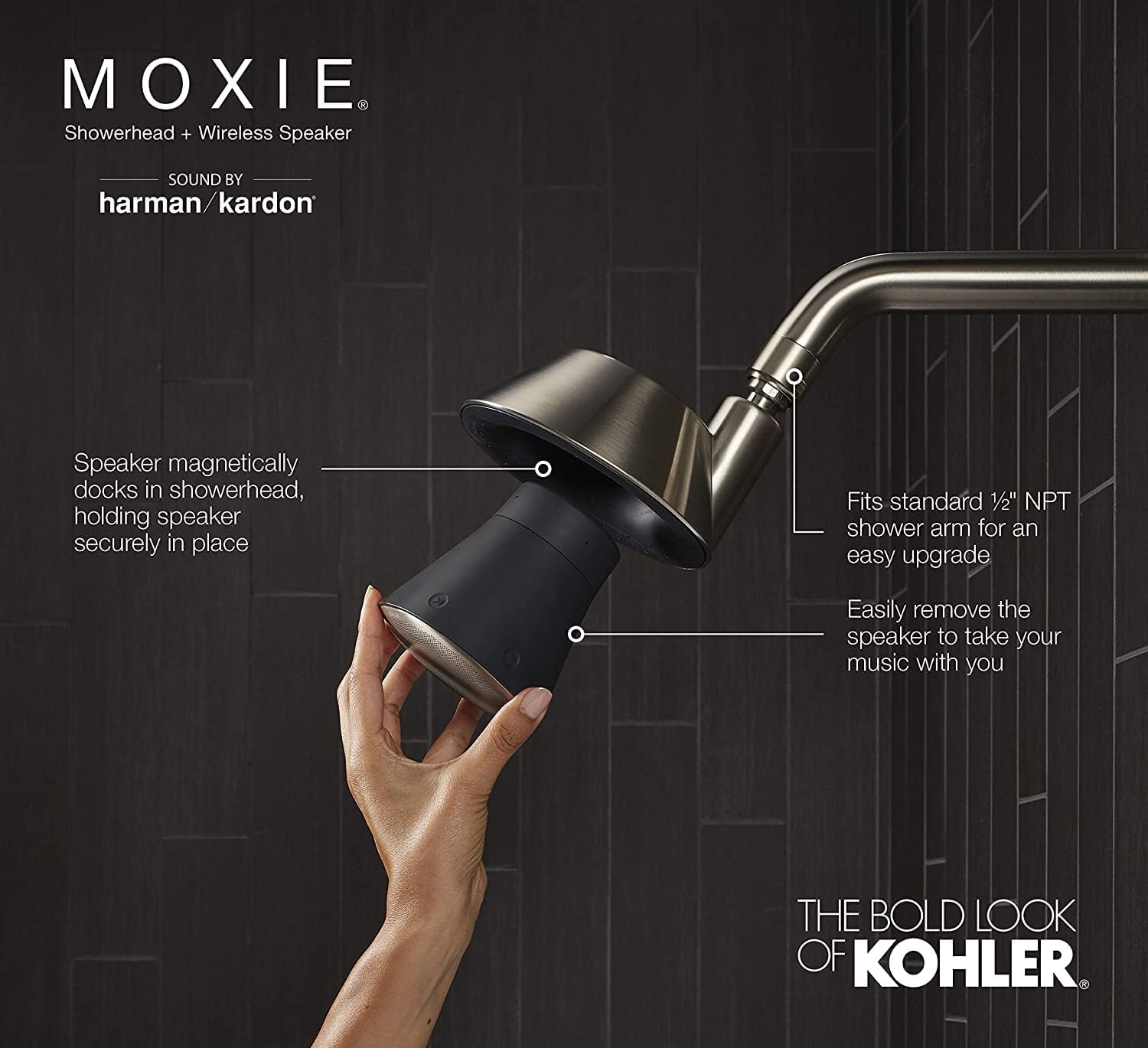 Up To 60% OFF KOHLER Moxie Bluetooth Showerhead, Shower Speaker, Waterproof Speaker, Shower Radio, Rechargeable Speaker, Portable Speaker, 2.5 GPM, K-28238-NKE-CP, Polished Chrome
