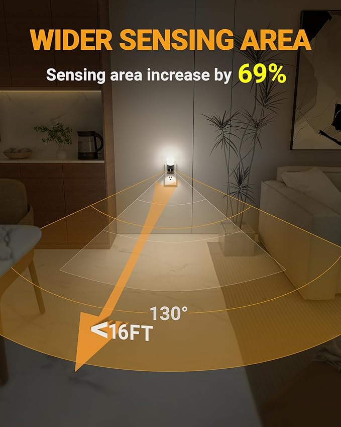 Lyridz Lyridz Motion Sensor Night Light, LED Night Lights Plug into Wall, 1-150LM Dimmable Night Light Indoor for Hallway, Stairs, Bedroom, Garage, Bathroom, Toilet (Cool White, 2 Pack) photo 5