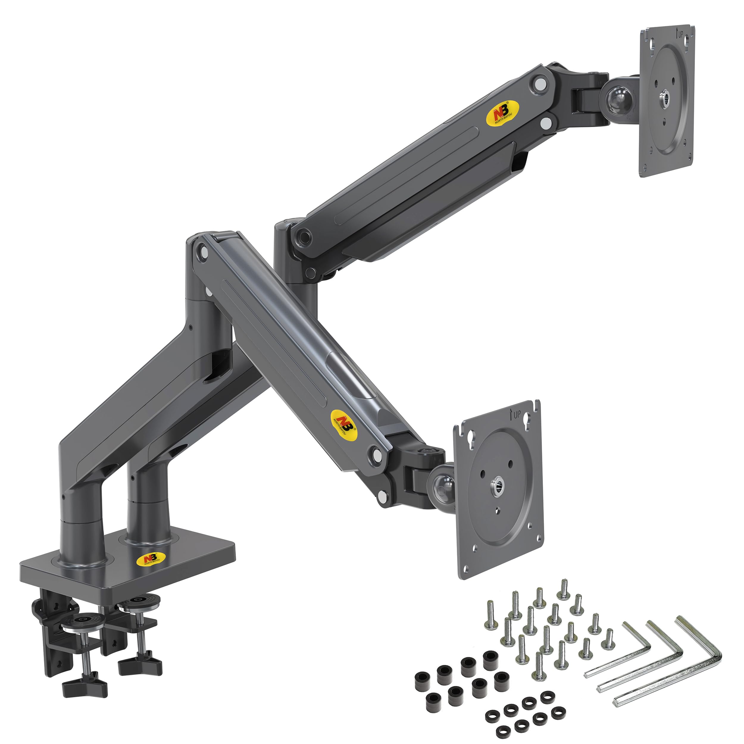 Support de Table avec Ressort à gaz pour Deux écrans LCD 22-32 Pouces VESA 75x75 mm - 100x100 mm, jusqu'à 15 kg