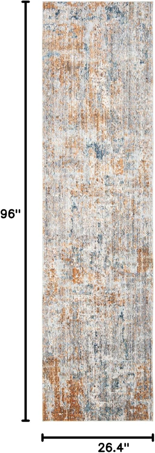 SAFAVIEH Winston Collection Runner Rug - 2'2" x 8', Grey & Blue, Distressed Design, Non-Shedding & Easy Care, Ideal for High Traffic Areas in Living Room, Bedroom (WNT352F)
