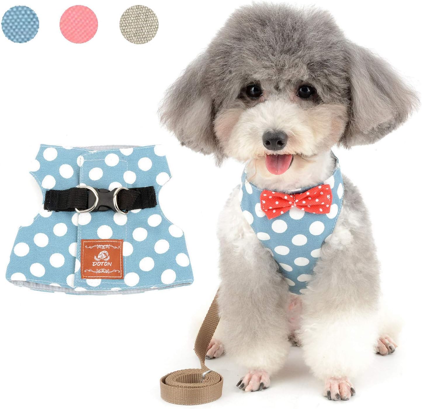 Zunea Small Toy Dog Harness and Leash Set No Pull Escape Proof Cat Kitten Vest Harness with Bowknot Step in Puppy Chihuahua Polka Dot…