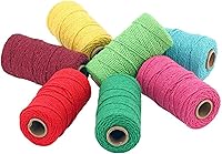 Vista 3 de Cordón de macramé de algodón 2 mm x 109 yardas, cuerda de algodón colorida para manualidades DIY, ganchos de plantas (Beige)