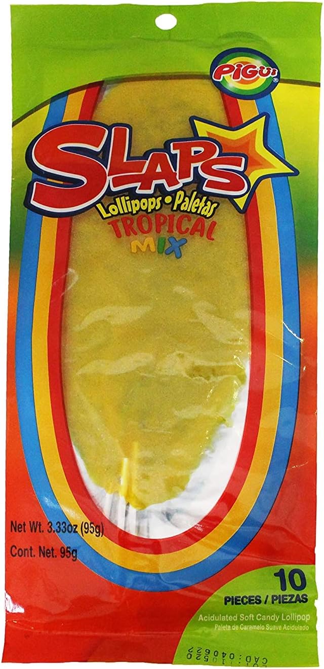 Pigui | Slaps Tropical Flavor Paletas Mexian Candy (20 Lollipops)